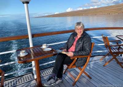 Relaxing on the back of the Hebridean princess